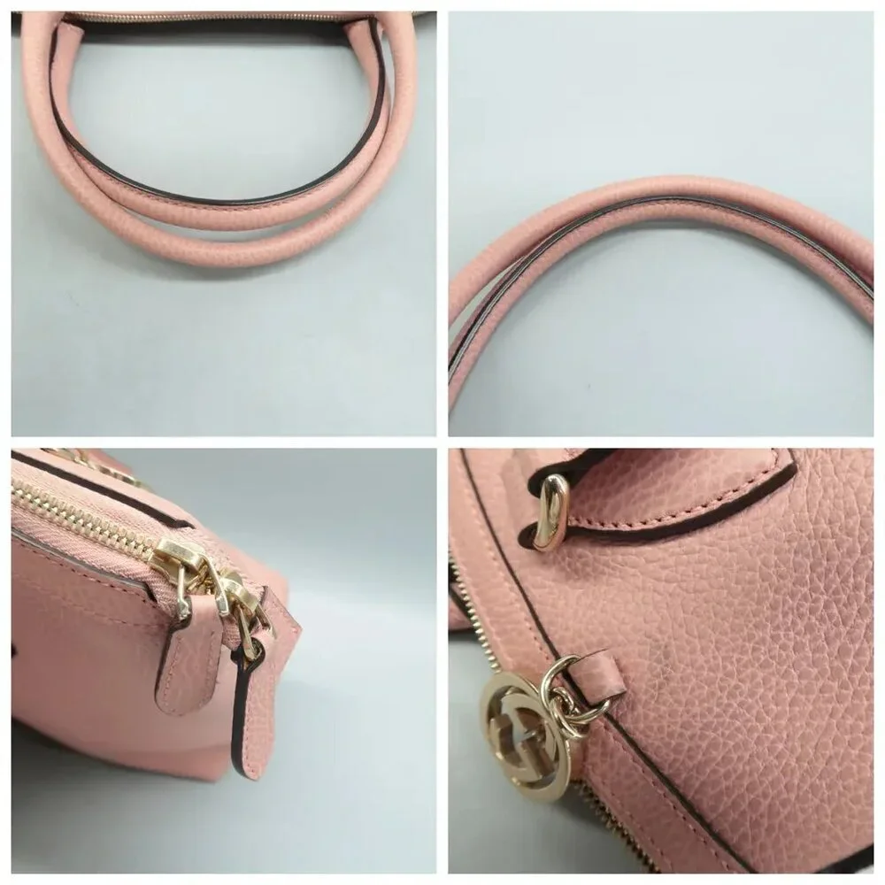 Authentic Gucci Soho Dome Satchel Pink Leather Crossbody Shoulder Bag Luxury Bag - Picture 9 of 13